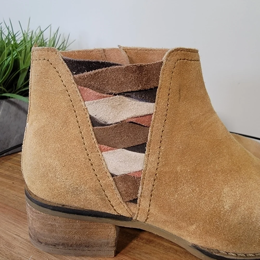 Naughty Monkey Suede multi color criss cross booties ankle boots Size 7.5